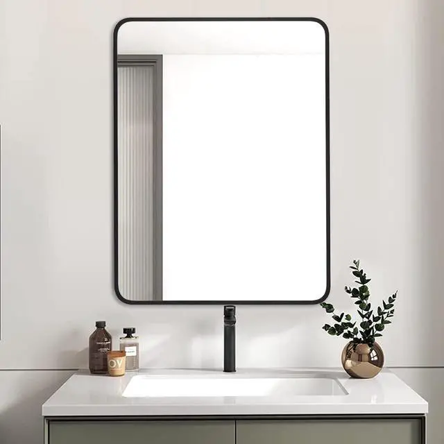 Alt view image 2 of 7 - 24x32 Inch Black Metal Framed Rectangular Bathrrom Mirror for Wall.(W2203135016)