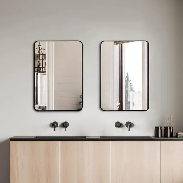 Alt view image 4 of 7 - 24x32 Inch Black Metal Framed Rectangular Bathrrom Mirror for Wall.(W2203135016)