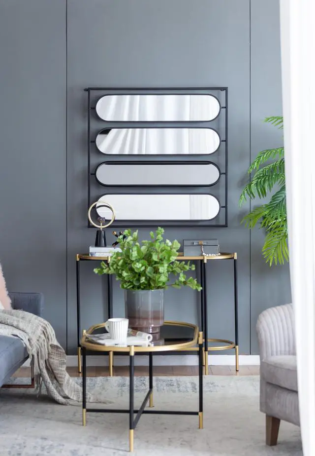 Alt view image 3 of 6 - 36" x 36" Large Four Oval Wall Mirror with Black Square Frame, Home Decor for Living Room, Bedroom, Entryway, Office