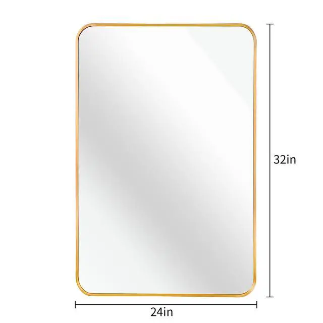 Alt view image 5 of 7 - 24x32 Inch Gold Metal Framed Rectangular Bathrrom Mirror for Wall.(W2203P183130)