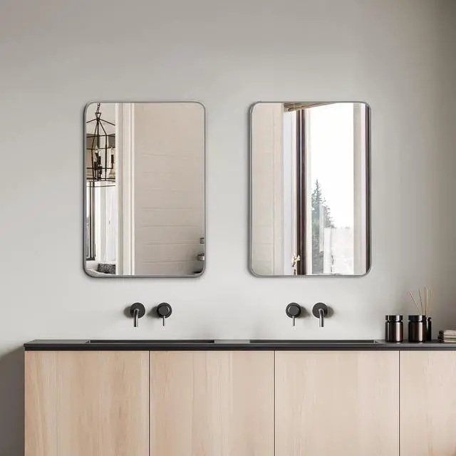 Alt view image 3 of 7 - 24x32 Inch Silver Metal Framed Rectangular Bathrrom Mirror for Wall.(W2203P183132)