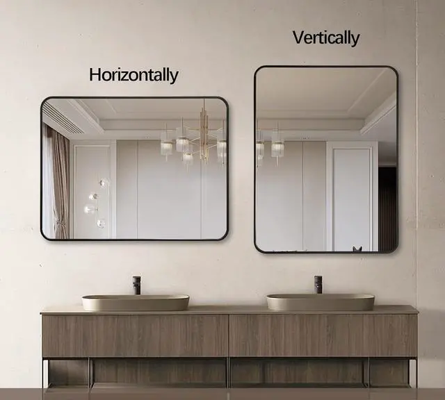Alt view image 4 of 7 - 24x36 Inch Black Metal Framed Rectangular Bathrrom Mirror for Wall.(W2203135010)