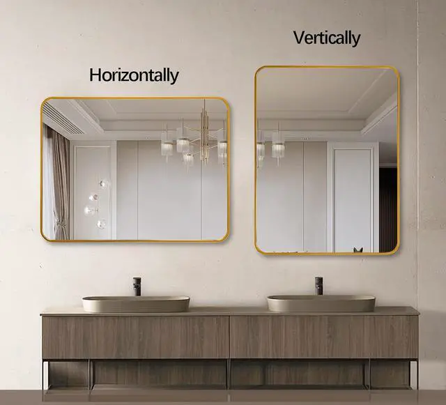 Alt view image 4 of 7 - 24x36 Inch Gold Metal Framed Rectangular Bathrrom Mirror for Wall.(W2203P183175)