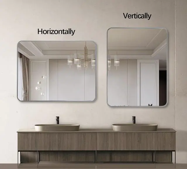 Alt view image 4 of 7 - 24x36 Inch Silver Metal Framed Rectangular Bathrrom Mirror for Wall.(W2203P156434)