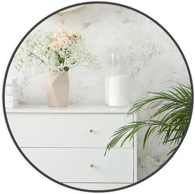 Main image of 30 Inch Black Metal Framed Round Bathrrom Mirror for Wall.(W2203P182013)