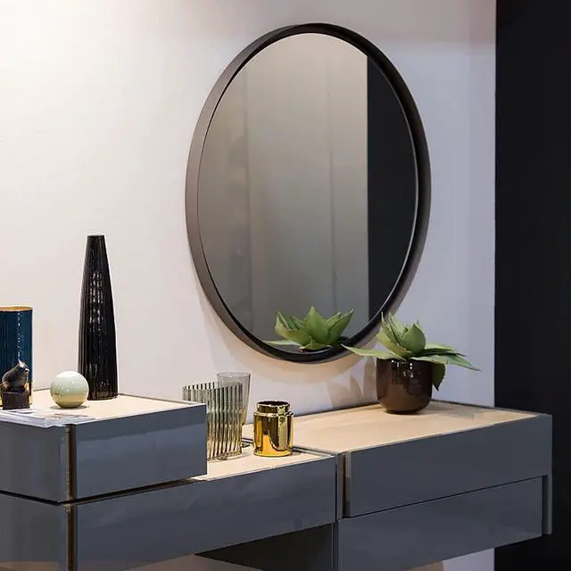 Alt view image 4 of 7 - 30 Inch Black Metal Framed Round Bathrrom Mirror for Wall.(W2203P182013)
