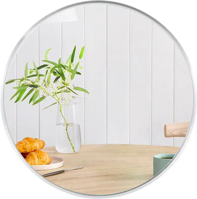 Main image of 32 Inch Silver Metal Framed Round Bathrrom Mirror for Wall.(W2203134063)