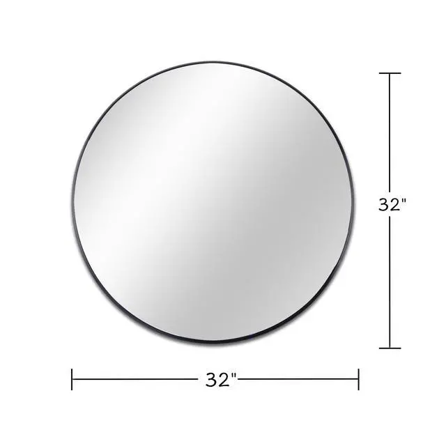 Alt view image 5 of 7 - 32 Inch Black Metal Framed Round Bathrrom Mirror for Wall.(W2203134044)