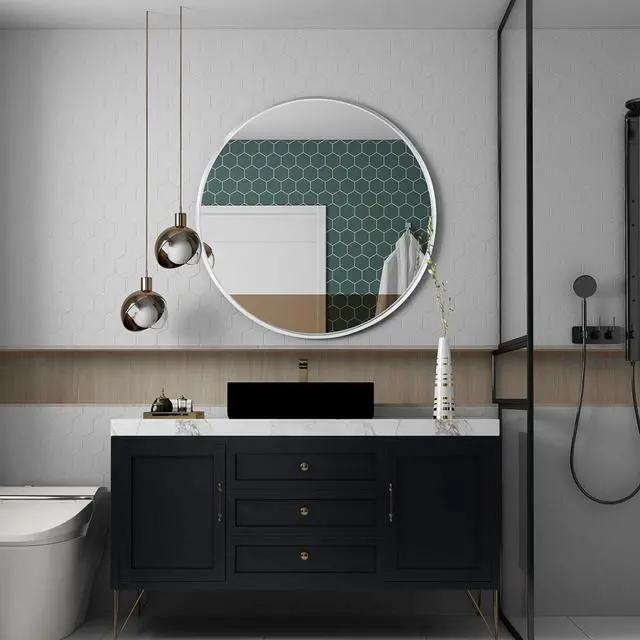 Alt view image 4 of 7 - 32 Inch Silver Metal Framed Round Bathrrom Mirror for Wall.(W2203134063)