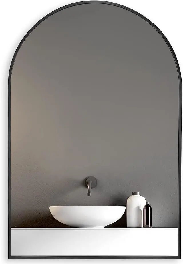 Main image of 20x30 Inch Black Metal Framed Arched Bathrrom Mirror for Wall.(W2203134104)