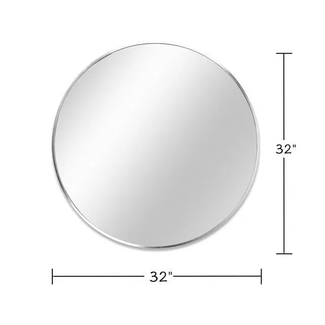 Alt view image 6 of 7 - 32 Inch Silver Metal Framed Round Bathrrom Mirror for Wall.(W2203134063)