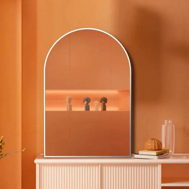Main image of 20x30 Inch Silver Metal Framed Arched Bathrrom Mirror for Wall.(W2203134107)