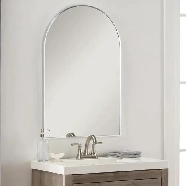 Alt view image 3 of 7 - 20x30 Inch Silver Metal Framed Arched Bathrrom Mirror for Wall.(W2203134107)