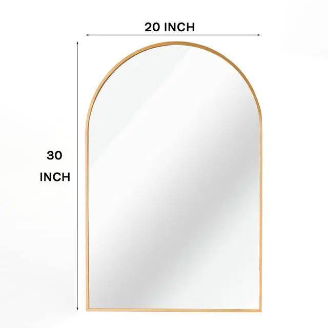 Alt view image 6 of 7 - 20x30 Inch Gold Metal Framed Arched Bathrrom Mirror for Wall.(W2203134108)