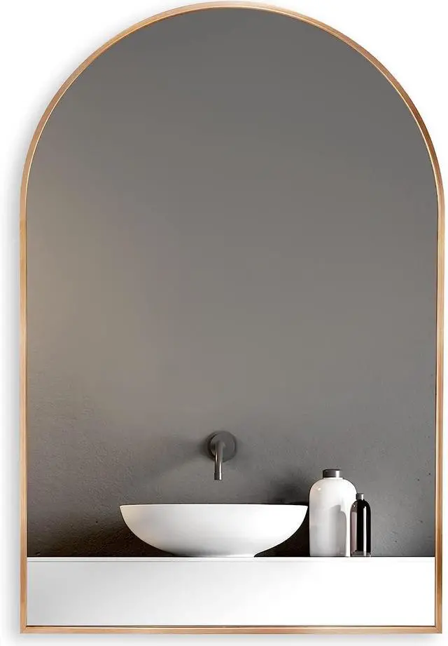 Main image of 20x30 Inch Gold Metal Framed Arched Bathrrom Mirror for Wall.(W2203134108)