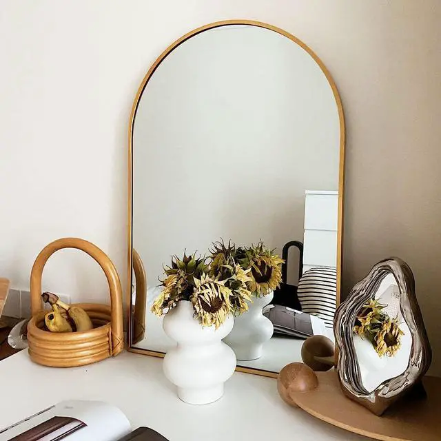Alt view image 2 of 7 - 20x30 Inch Gold Metal Framed Arched Bathrrom Mirror for Wall.(W2203134108)