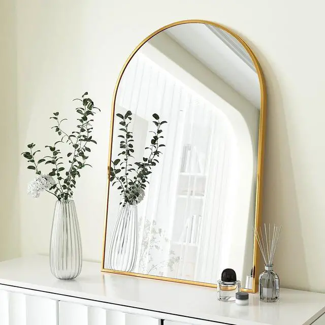 Alt view image 4 of 7 - 20x30 Inch Gold Metal Framed Arched Bathrrom Mirror for Wall.(W2203134108)