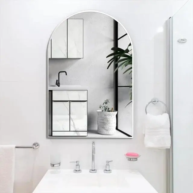 Alt view image 4 of 7 - 20x30 Inch Silver Metal Framed Arched Bathrrom Mirror for Wall.(W2203134107)