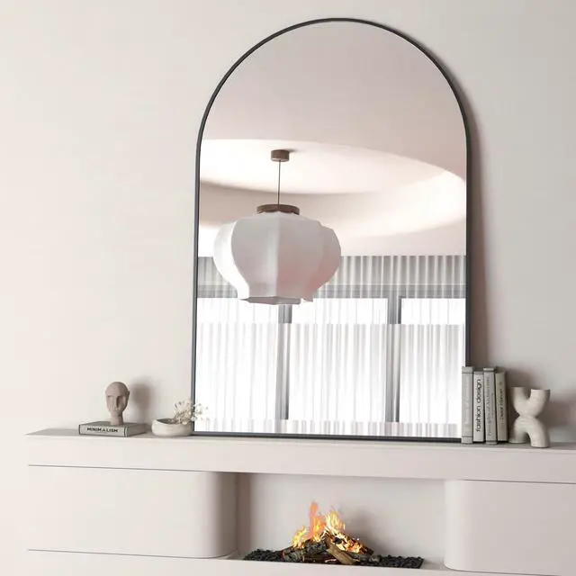 Alt view image 2 of 7 - 24x32 Inch Black Metal Framed Arched Bathrrom Mirror for Wall.(W2203P220253)