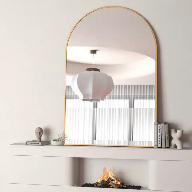 Alt view image 2 of 7 - 24x32 Inch Gold Metal Framed Arched Bathrrom Mirror for Wall.(W2203P220256)
