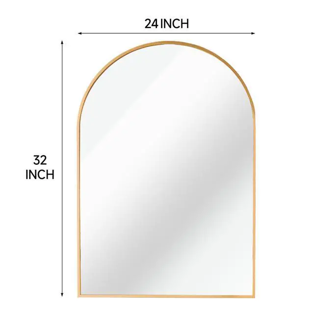 Alt view image 4 of 7 - 24x32 Inch Gold Metal Framed Arched Bathrrom Mirror for Wall.(W2203P220256)