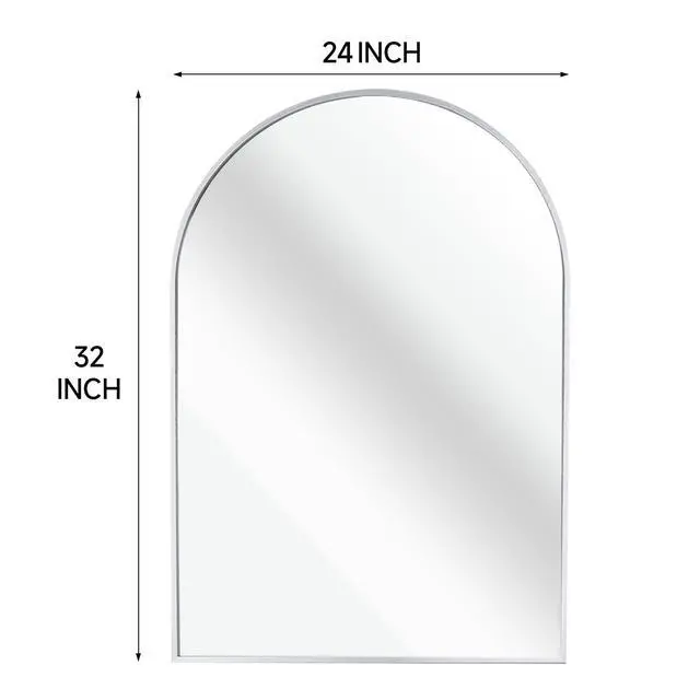 Alt view image 4 of 7 - 24x32 Inch Silver Metal Framed Arched Bathrrom Mirror for Wall.(W2203P220257)
