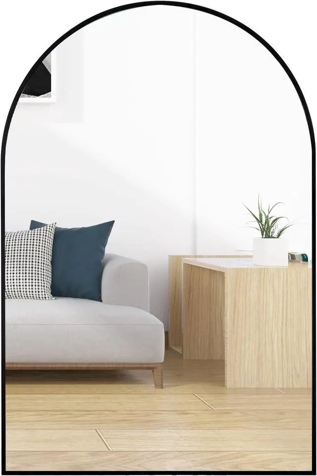 Alt view image 3 of 7 - 24x36 Inch Black Metal Framed Arched Bathrrom Mirror for Wall.(W2203134097)