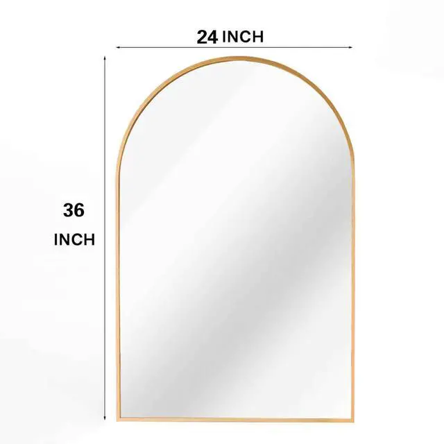 Alt view image 5 of 7 - 24x36 Inch Gold Metal Framed Arched Bathrrom Mirror for Wall.(W2203134100)