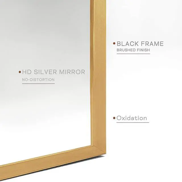Alt view image 4 of 7 - 24x36 Inch Gold Metal Framed Arched Bathrrom Mirror for Wall.(W2203134100)