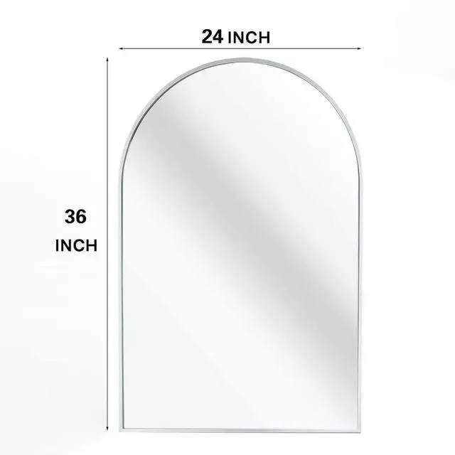 Alt view image 5 of 7 - 24x36 Inch Silver Metal Framed Arched Bathrrom Mirror for Wall.(W2203134098)