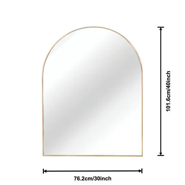 Alt view image 4 of 6 - 30x40 Inch Gold Metal Framed Arched Bathrrom Mirror for Wall.