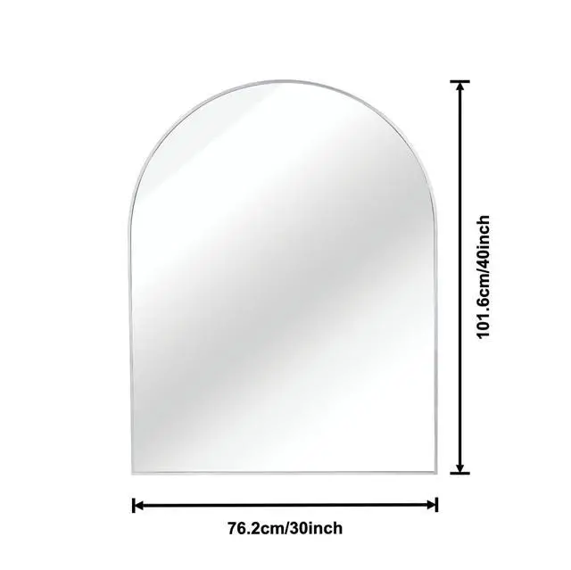 Alt view image 4 of 6 - 30x40 Inch Silver Metal Framed Arched Bathrrom Mirror for Wall.