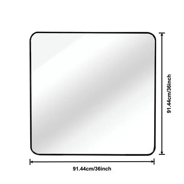 Alt view image 5 of 7 - 36in x 36in Inch Black Metal Framed Square Bathrrom Mirror for Wall.