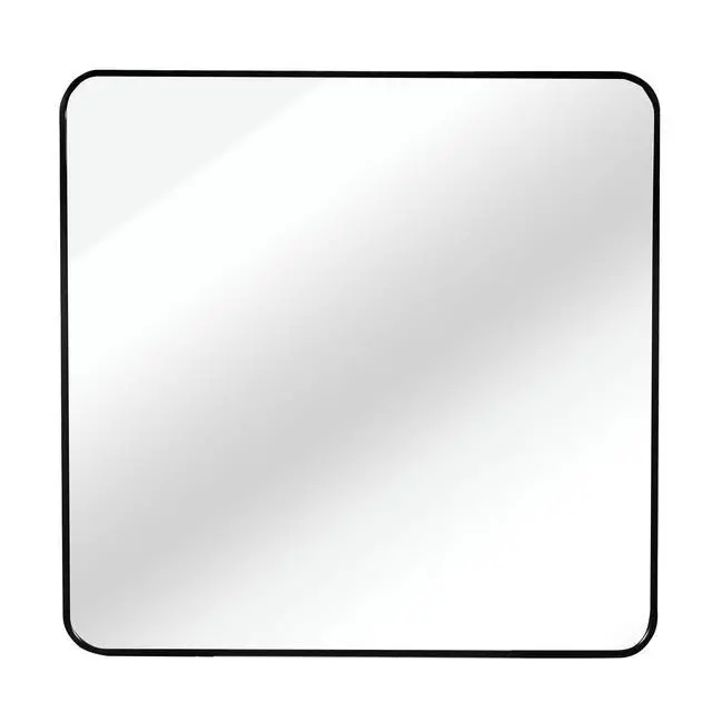 Alt view image 4 of 7 - 36in x 36in Inch Black Metal Framed Square Bathrrom Mirror for Wall.