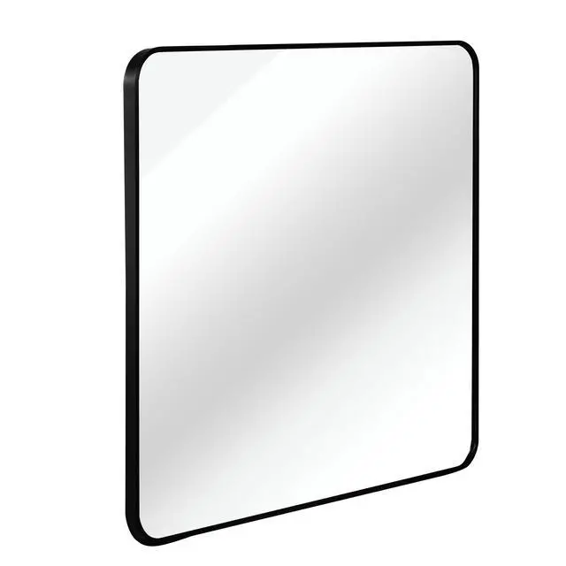 Alt view image 6 of 7 - 36in x 36in Inch Black Metal Framed Square Bathrrom Mirror for Wall.