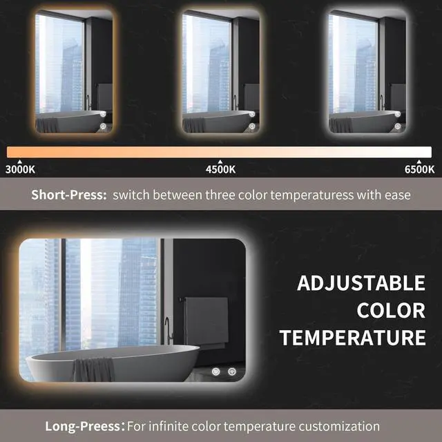 Alt view image 5 of 7 - Rectangular Backlit Mirror Bathroom 24"x36"