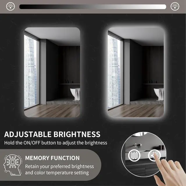 Alt view image 4 of 7 - Rectangular Backlit Mirror Bathroom 24"x36"