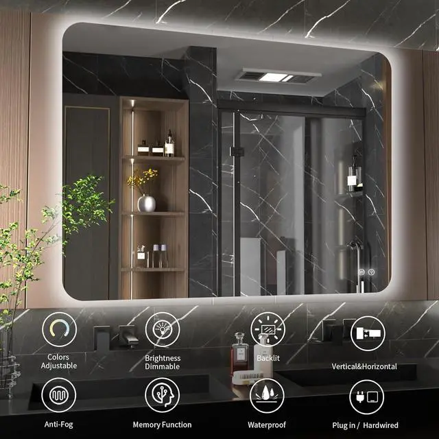 Alt view image 7 of 7 - Rectangular Backlit Mirror Bathroom 24"x36"