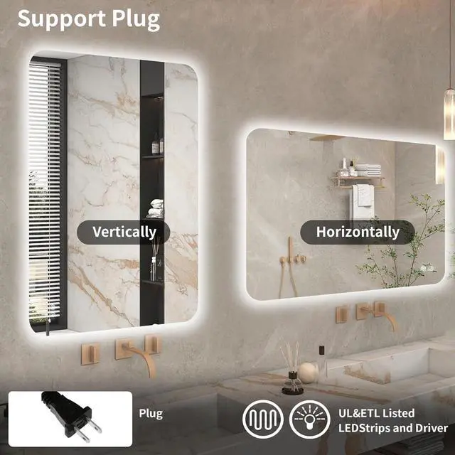 Alt view image 7 of 7 - Rectangular Backlit Mirror Bathroom 30"x40"
