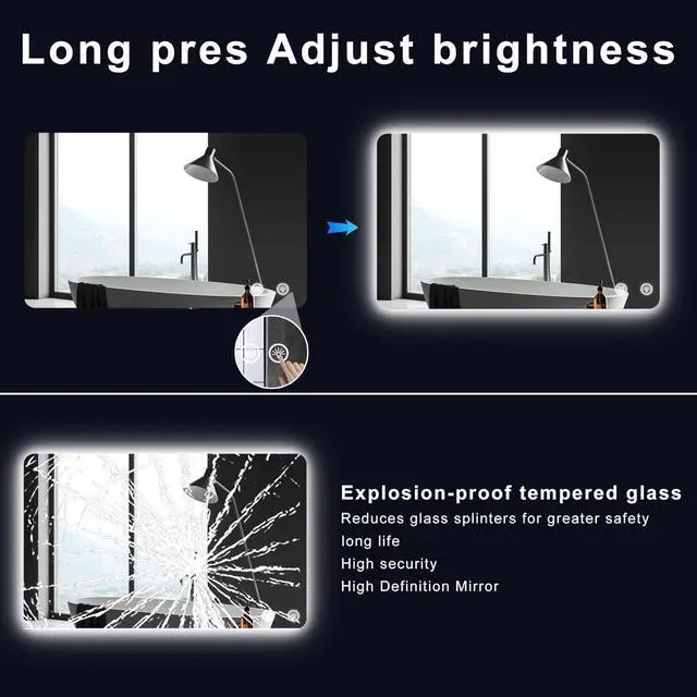 Alt view image 4 of 7 - Rectangular Backlit Mirror Bathroom 30"x40"