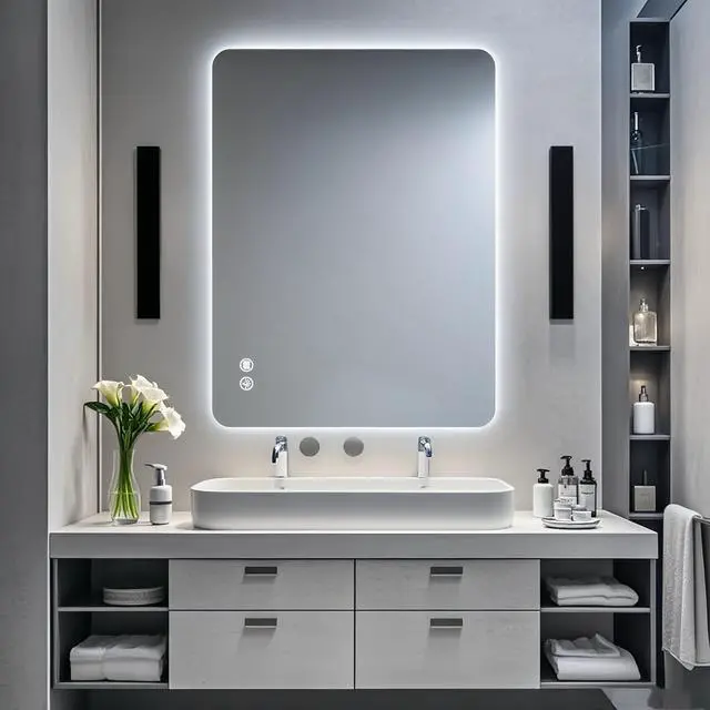 Alt view image 2 of 7 - Rectangular Backlit Mirror Bathroom 30"x40"