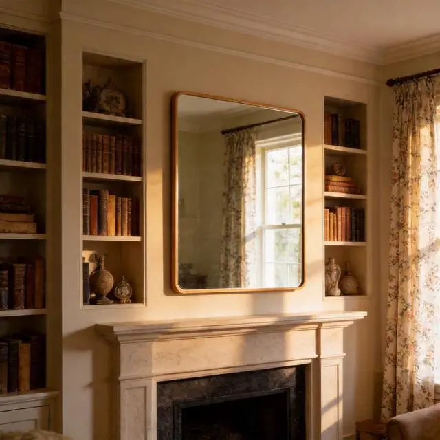 Alt view image 3 of 7 - 36in x 36in Inch Gold Metal Framed Square Bathrrom Mirror for Wall.