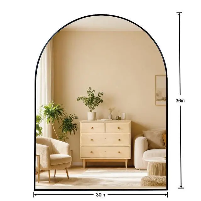 Alt view image 5 of 7 - 30x36 Inch Black Metal Framed Arched Bathrrom Mirror for Wall.