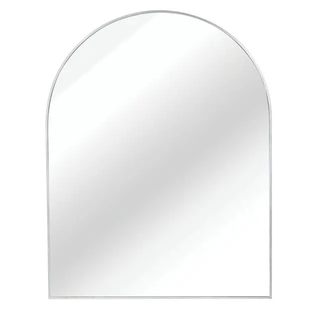 Alt view image 6 of 6 - 30x36 Inch Silver Metal Framed Arched Bathrrom Mirror for Wall.