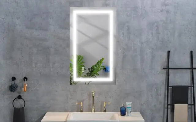 Alt view image 4 of 6 - 36 x 28 Inch LED Bathroom Mirror with Front, Wall Mounted Vanity Mirror, Anti-Fog, Memory, 3 Colors, Stepless Dimmable