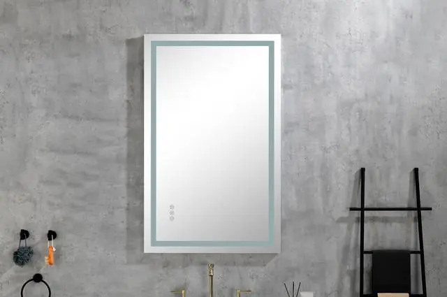 Alt view image 2 of 6 - 40 x 30 Inch LED Bathroom Mirror with Front, Wall Mounted Vanity Mirror, Anti-Fog, Memory, 3 Colors, Stepless Dimmable