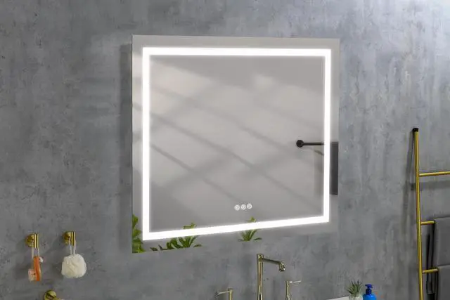 Alt view image 5 of 6 - 36 x 36 Inch LED Bathroom Mirror with Front, Wall Mounted Vanity Mirror, Anti-Fog, Memory, 3 Colors, Stepless Dimmable
