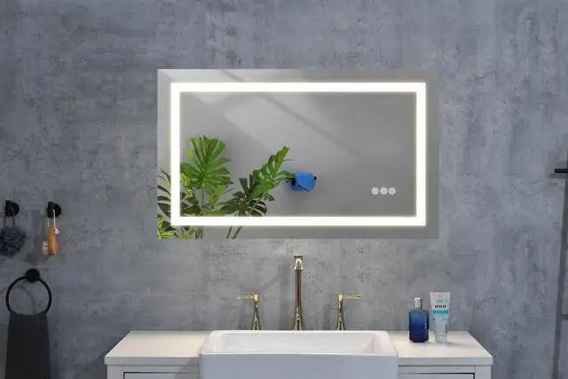 Alt view image 5 of 6 - 40 x 30 Inch LED Bathroom Mirror with Front, Wall Mounted Vanity Mirror, Anti-Fog, Memory, 3 Colors, Stepless Dimmable