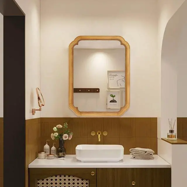 Alt view image 3 of 7 - 31.5" x 23.82" Wood Framed Wall - Mounted Mirror Cabinet with Storage Shelves, Medicine Mirror for Bathroom, Living Room, Entryway