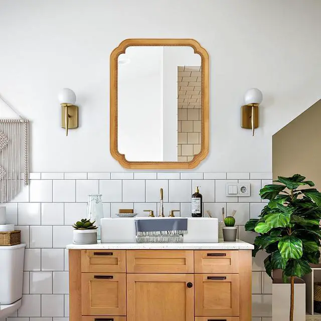 Alt view image 7 of 7 - 31.5" x 23.82" Wood Framed Wall - Mounted Mirror Cabinet with Storage Shelves, Medicine Mirror for Bathroom, Living Room, Entryway